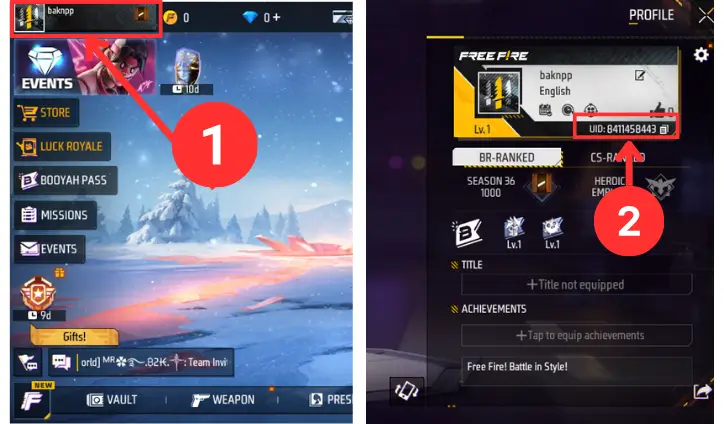 How to find your Game ID for Free Fire Diamonds